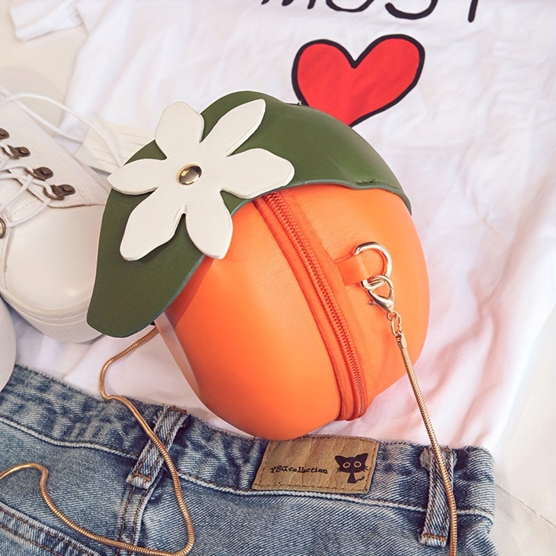 Orange Shape Crossbody Bag Funny Chain Shoulder Small Purses Handbags