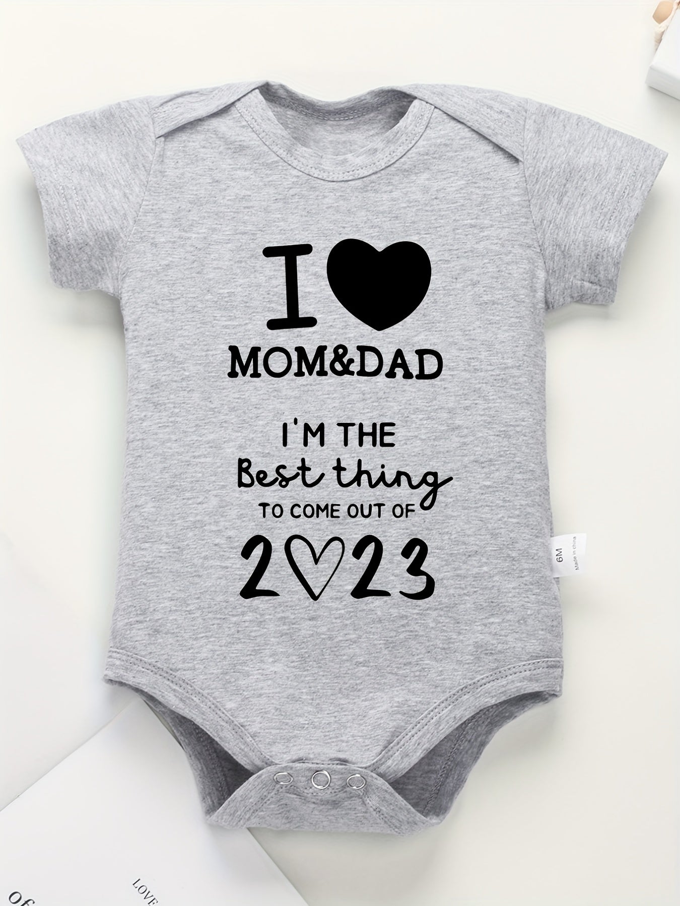 Baby I Love MOM&DAD Romper Short Sleeve Cotton Bodysuit