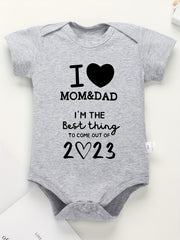 Baby I Love MOM&DAD Romper Short Sleeve Cotton Bodysuit