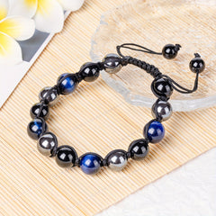 Triple Protection Hematite Agate Tigers Eye Stone Men's Bracelet