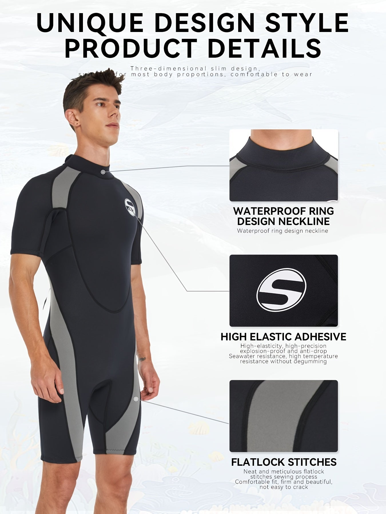 Men's 3mm Neoprene Diving Short Suit Anti Jellyfish Wetsuit