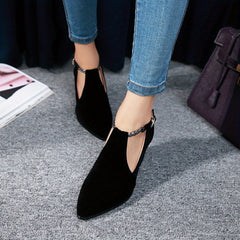 Women's Block Heeled Pumps Pointed Toe Cut out High Heels