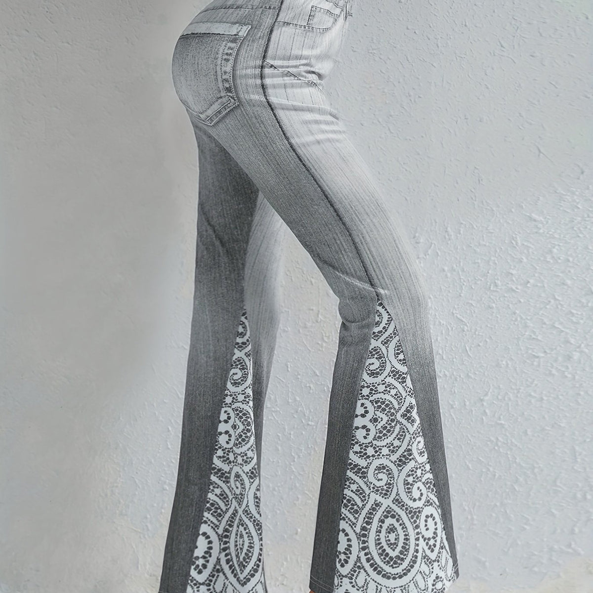 Floral Print High Waist Flare Leg Pants