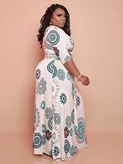  Casual Dress Women's Plus Painting Print Half Sleeve Maxi Dress