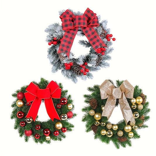 Bowknot Christmas Wreath Window Home Door Decor