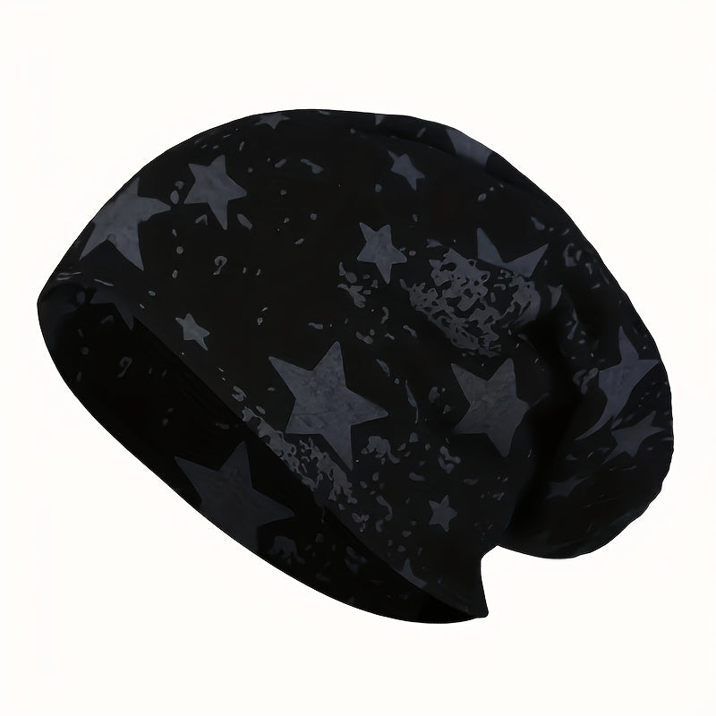 Unisex Double Layer Thin Beanie Hat with Pentagram Pattern