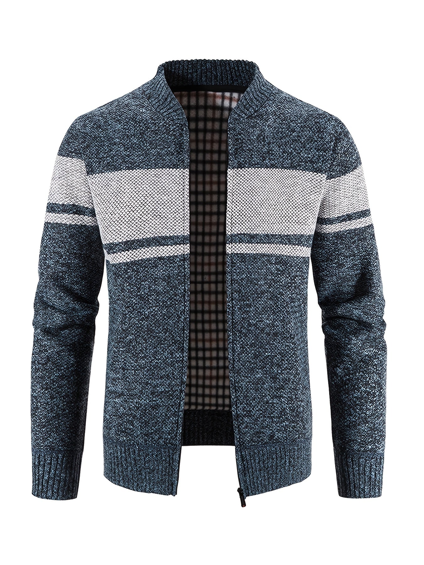 Men's Cable Knit Turtleneck Sweater Full Zip Jacket