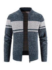 Men's Cable Knit Turtleneck Sweater Full Zip Jacket