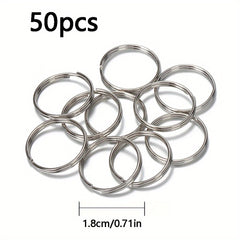 50pcs Metal Keyring Blank Circle DIY Keychain Jewelry Making 6 20mm