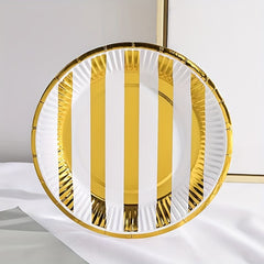 10pcs Modernist Striped Disposable Dinner Plate For Party