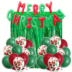 Christmas Laser Green Rain Curtain & Balloon Set