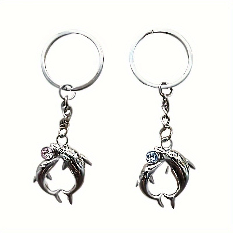 Cartoon Couple Dolphin Keychain Pendant Gift