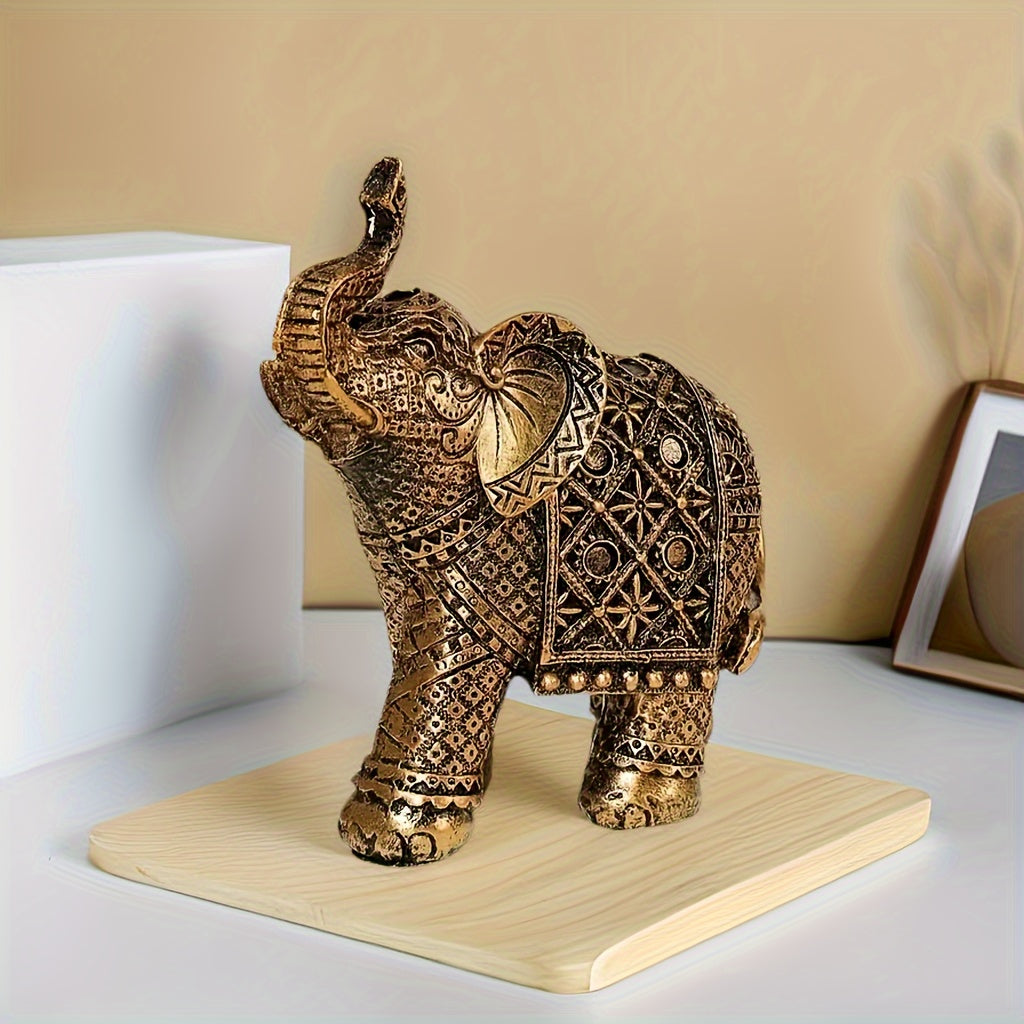 Lucky Wealth Elephant Resin Statue For Home Office Decor