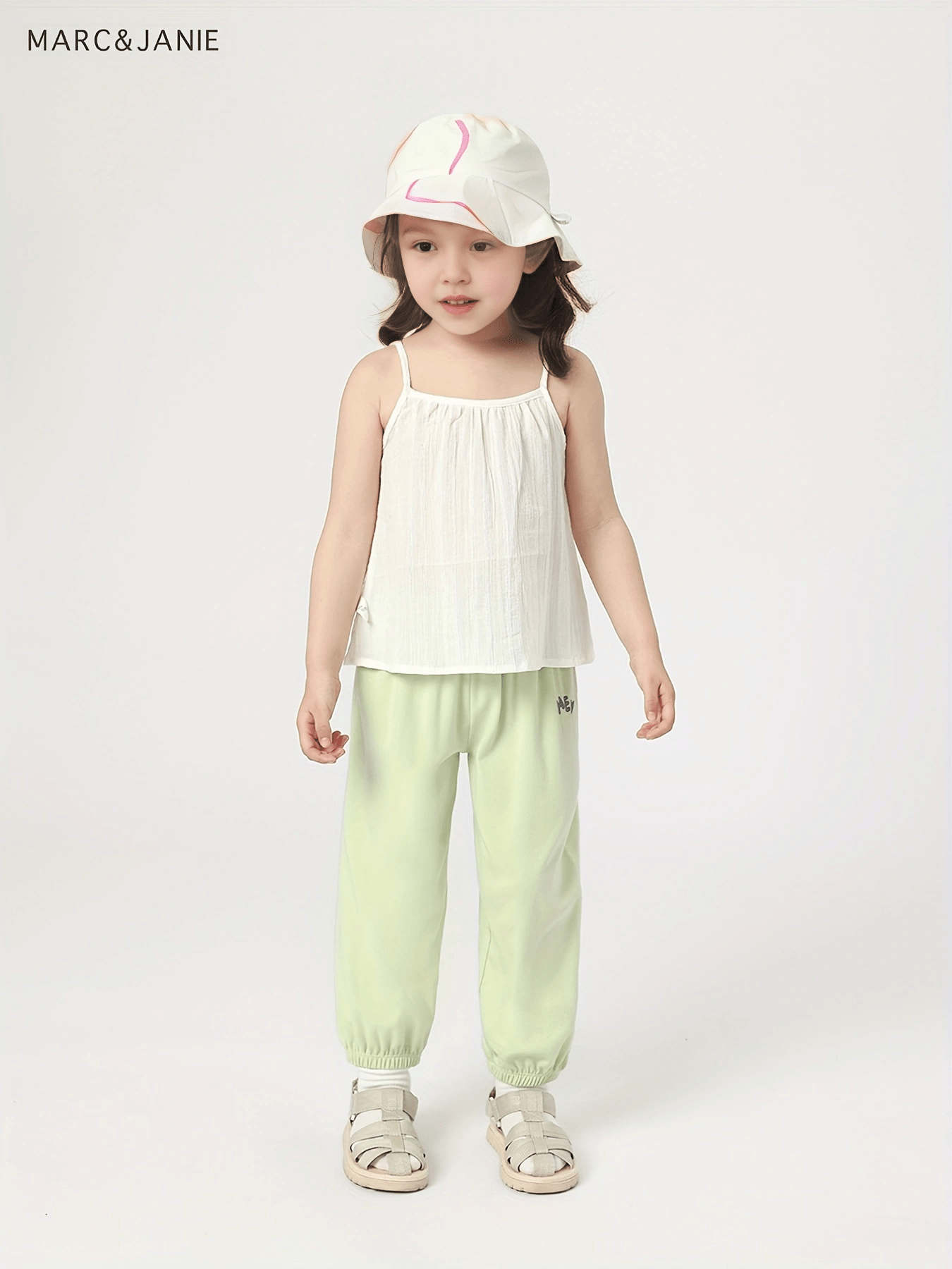 Girls Elastic Summer Cotton Trousers, Assorted Colors Kids Cuff Pants