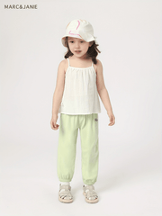 Girls Elastic Summer Cotton Trousers, Assorted Colors Kids Cuff Pants