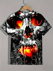 Skull 3D Pattern Print Men's Short Sleeve T-shirt Graphic Tee