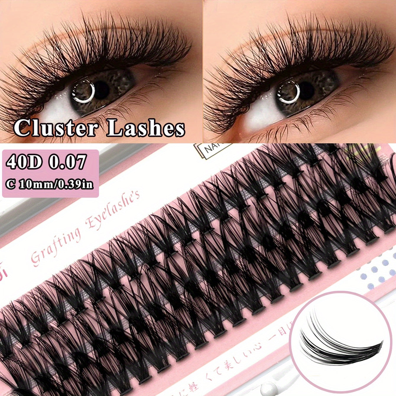 60 Cluster 40D C Curl Eyelash Extensions 10-16mm Soft Natural Look DIY