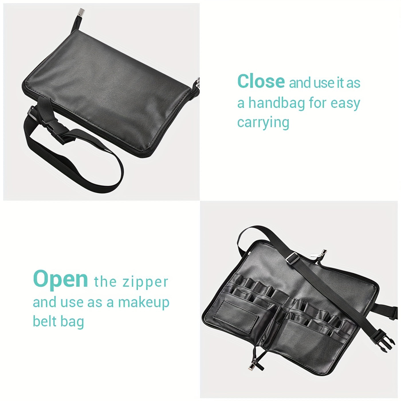 Makeup Brush Bag Waist Pack with Multiple Pockets
