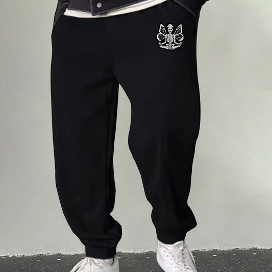 Men's Butterfly & Skeleton Graphic Sweatpants Casual Stretch Loose Joggers
