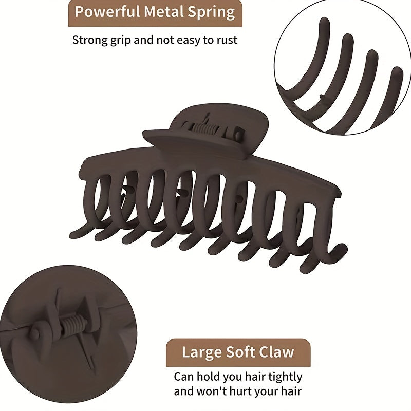 6pcs Solid Hair Claw Matte Banana Clip Non Slip Hair Accessory