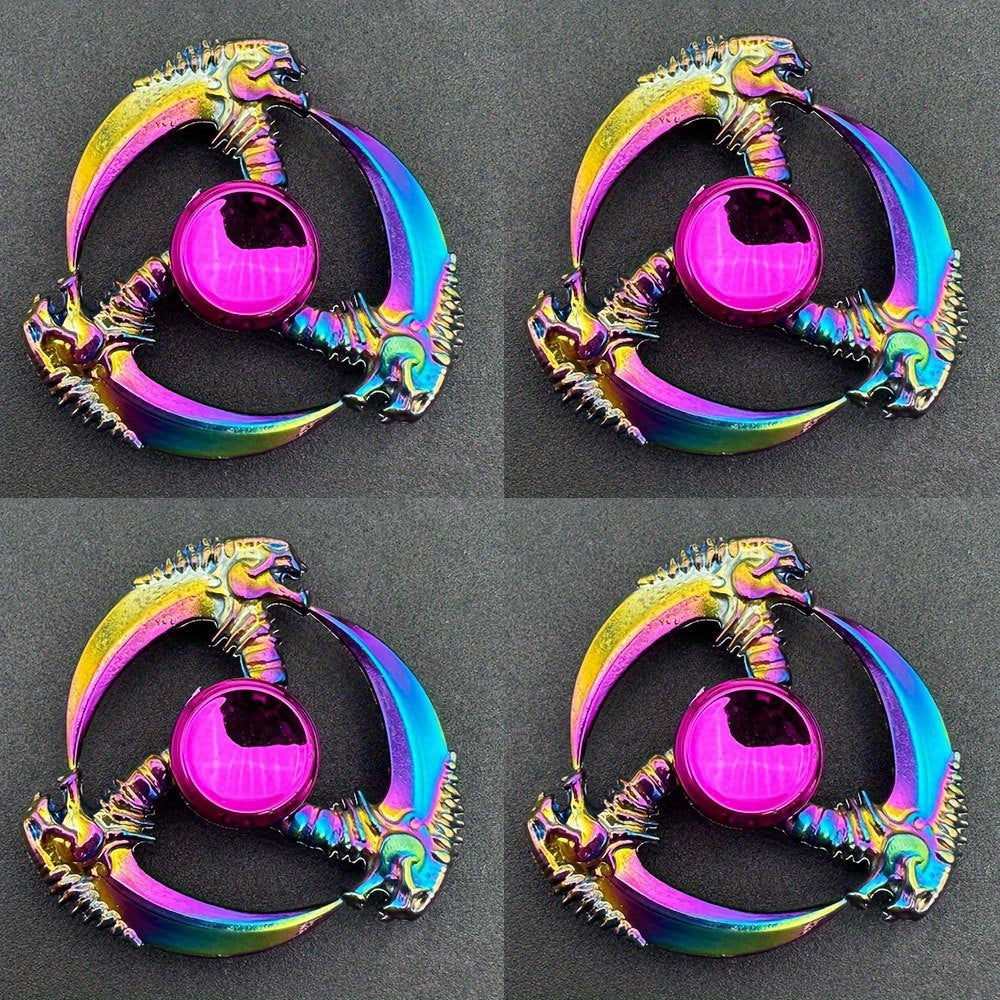 Colorful Sickle Shaped Metal Spinner Toy for Kids