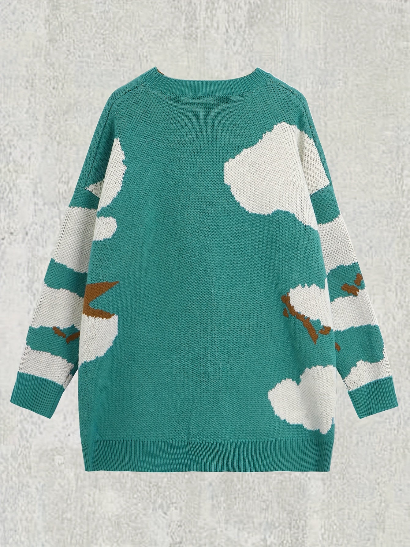  Y2k Sweater Women's Plus Figure Print Long Sleeve Round Neck Sweater