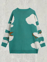  Y2k Sweater Women's Plus Figure Print Long Sleeve Round Neck Sweater