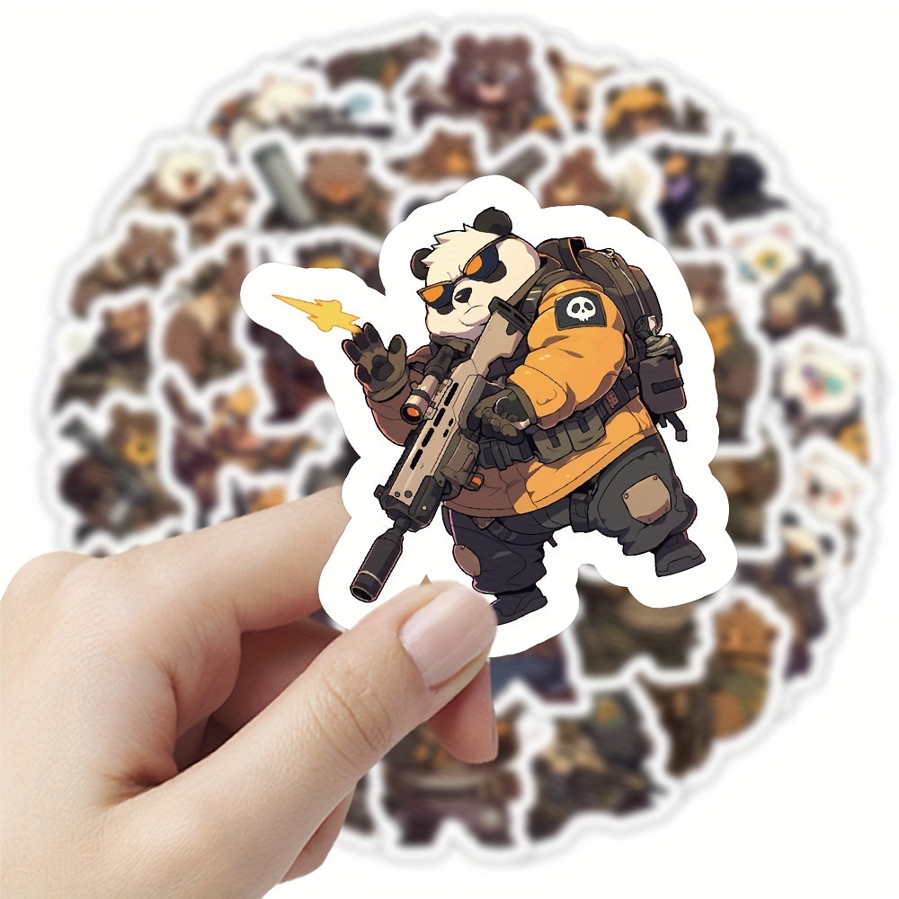 55pcs Combat Bear Style Stickers with Weapons Waterproof Vinyl Decals