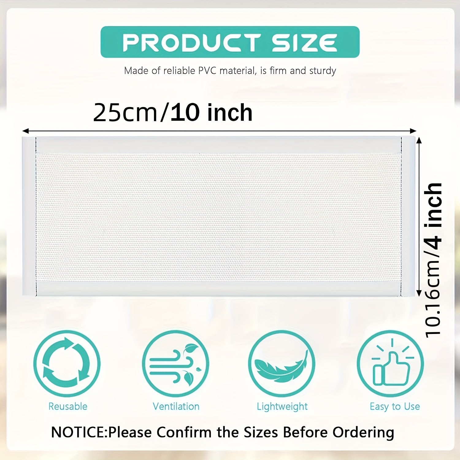 4pcs Rectangular Vent Screen Cover Magnetic PVC Ventilation Mesh 25.4x10
