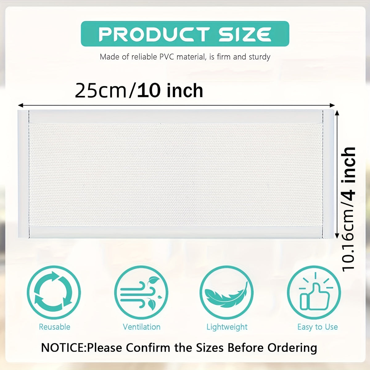 4pcs Rectangular Vent Screen Cover Magnetic PVC Ventilation Mesh 25.4x10