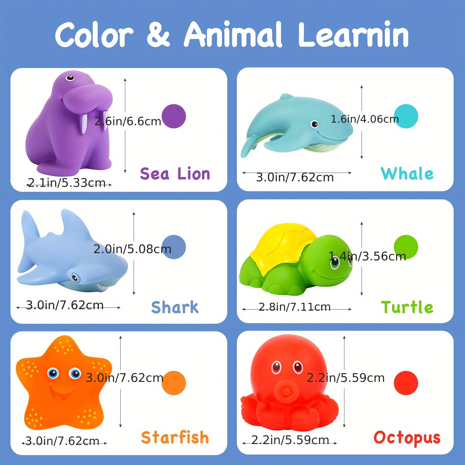 6pcs Rubber Ocean Animals Bath Toys Shower Floating Swimming Halloween