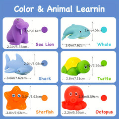 6pcs Rubber Ocean Animals Bath Toys Shower Floating Swimming Halloween