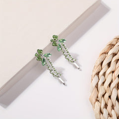 Green Rhinestone Hairpin Flower Hair Pin For Women Girls