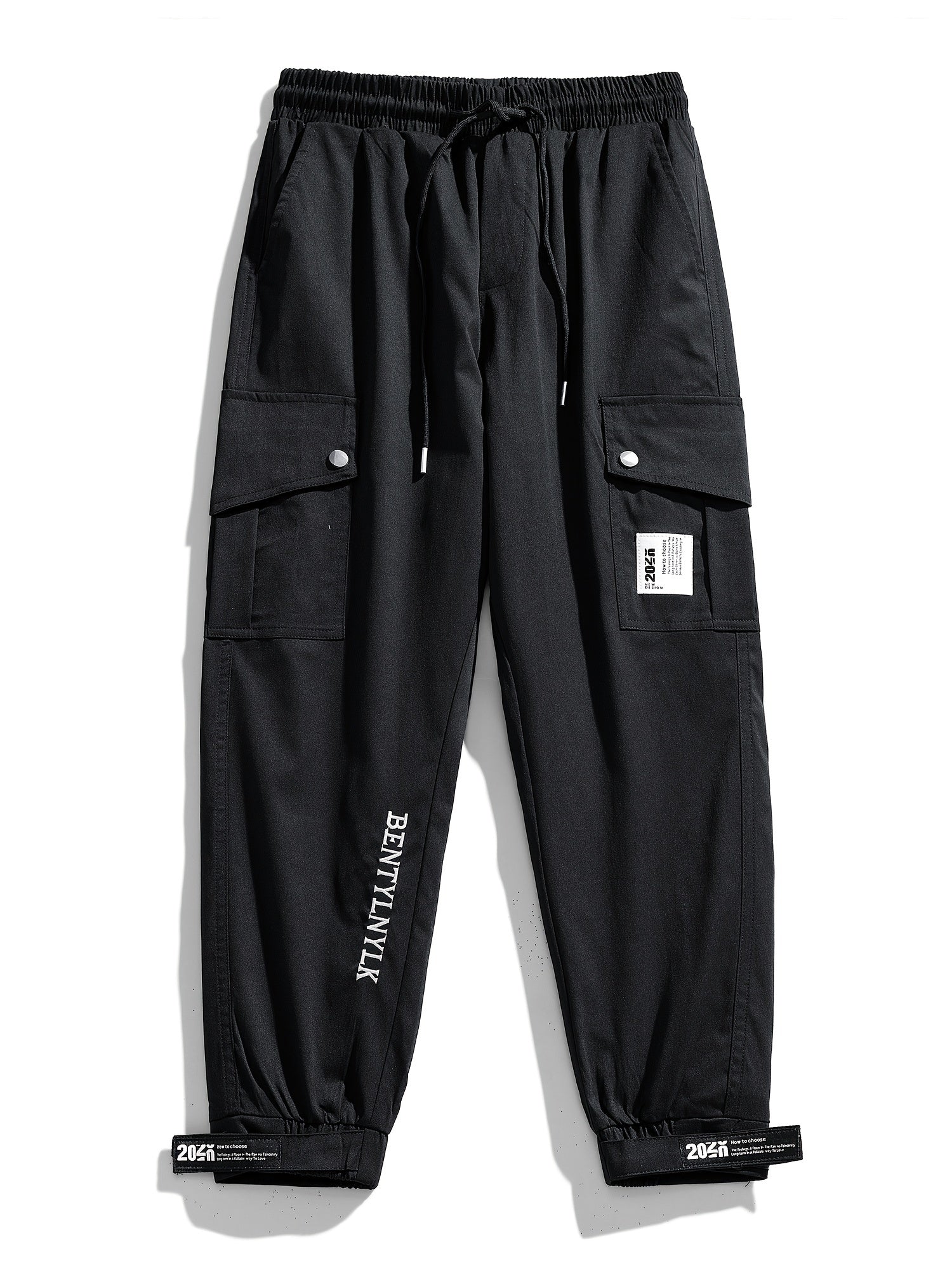 Men's Graphic Print Cargo Pants with Drawstring Waist