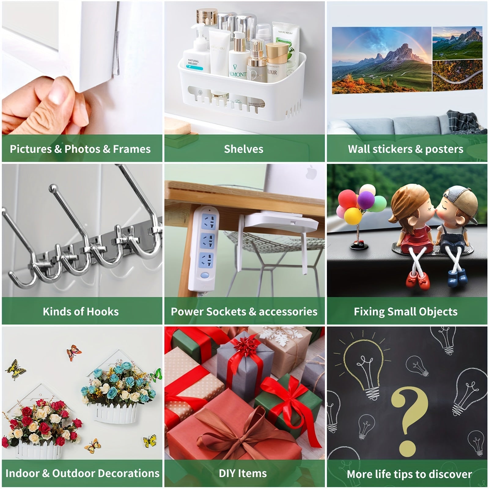 Heavy Duty Double Sided Tape Clear Adhesive Strips for Picture Hanging