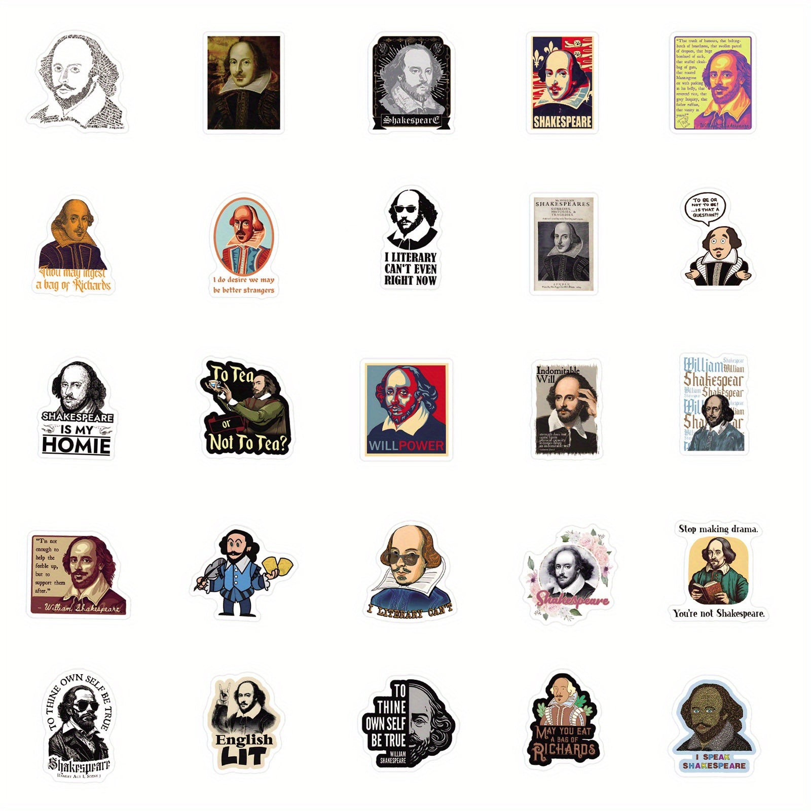 Shakespeare Themed Stickers Set for Outdoor Adventures