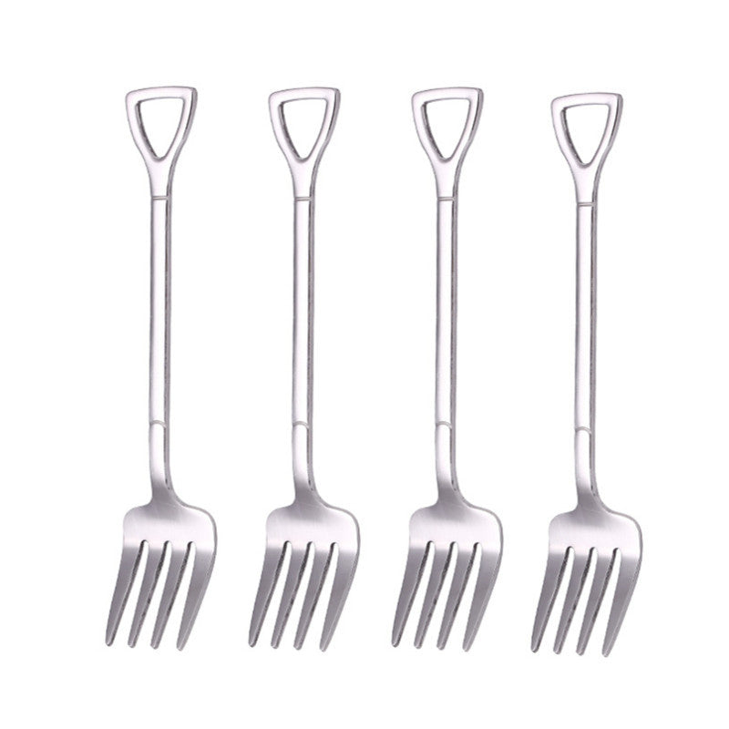 4pcs Stainless Steel Fruit Cake Dessert Forks Creative Shape Tableware