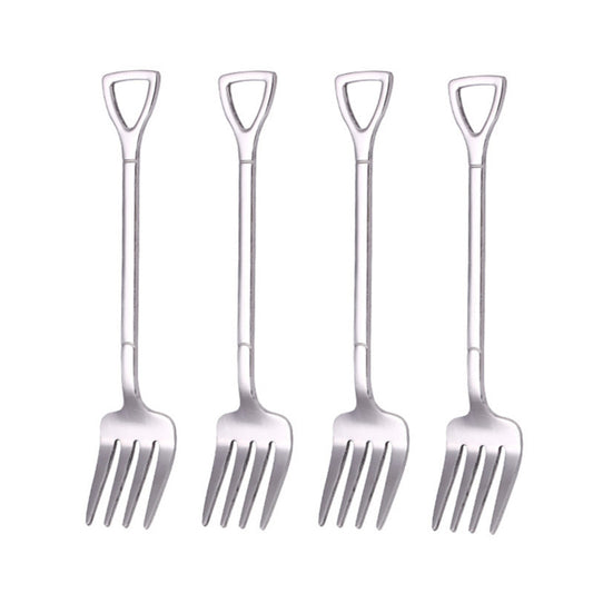 4pcs Stainless Steel Fruit Cake Dessert Forks Creative Shape Tableware