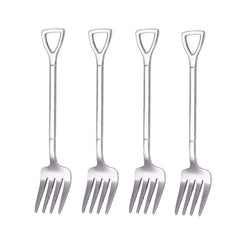 4pcs Stainless Steel Fruit Cake Dessert Forks Creative Shape Tableware