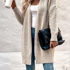  Cable Knit Open Front Cardigan