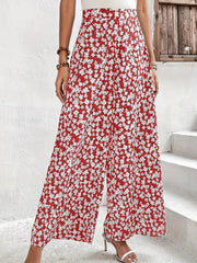 Plus Ditsy Print High Rise Wide Leg Pants