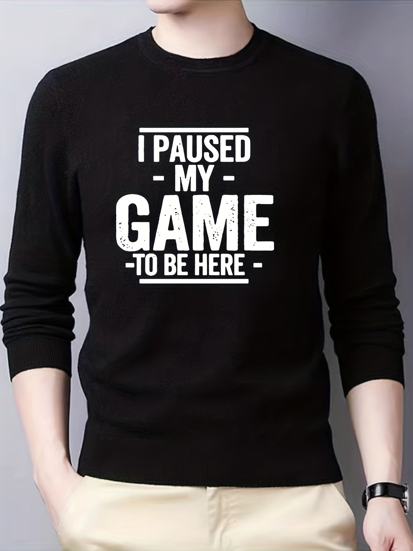 Men's knitted sweater, crew neck pullover for fall winter