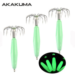 5pcs Luminous Squid Jig Hooks Hard Bait Fluorescent Fishing Stainless Steel