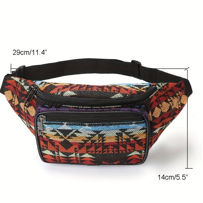 Ethnic Style Fabric Fanny Pack Women's Geo Pattern Waist Bag