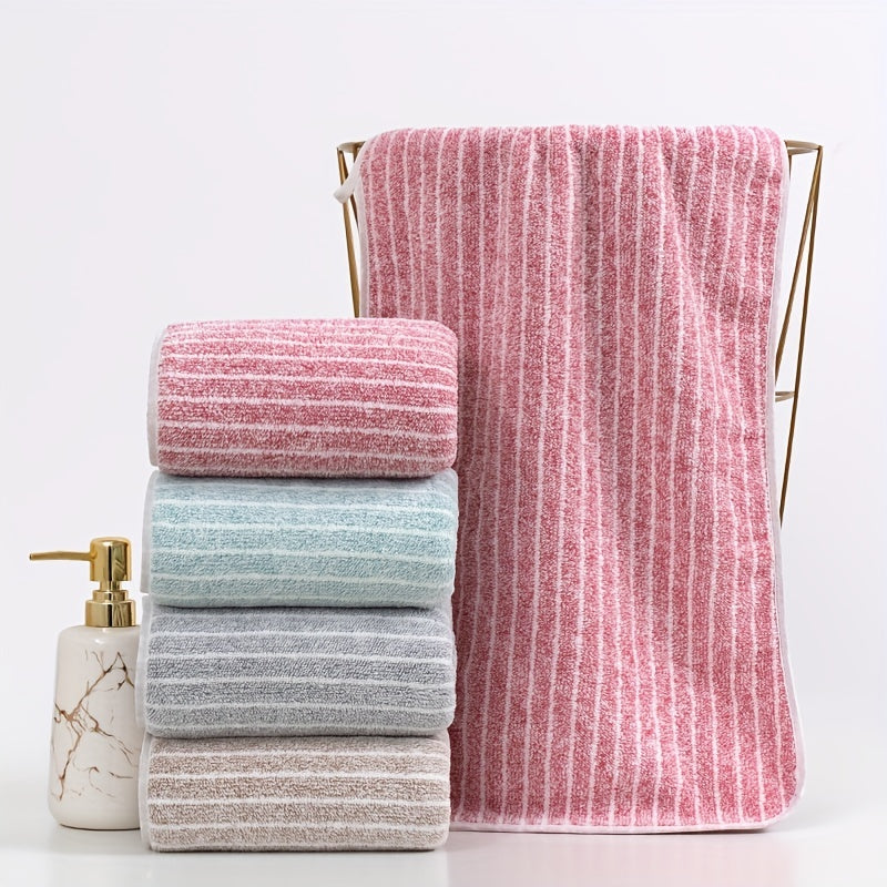 1pc Striped Pattern Hand Towel Coral Fleece Soft Absorbent Towel