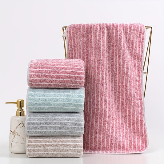 1pc Striped Pattern Hand Towel Coral Fleece Soft Absorbent Towel