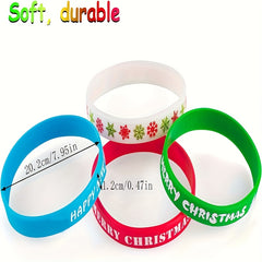 Christmas Silicone Wristbands Pack Bracelets Holiday Party Favors Bulk
