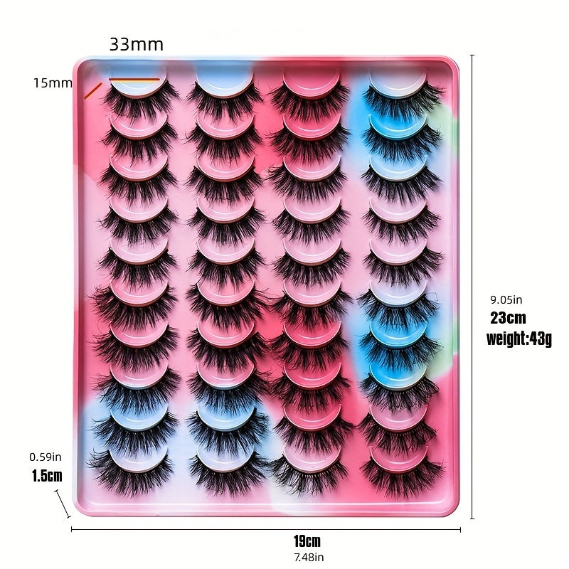 20 Pairs Chemical Fiber False Eyelashes Natural Wild Style Curli