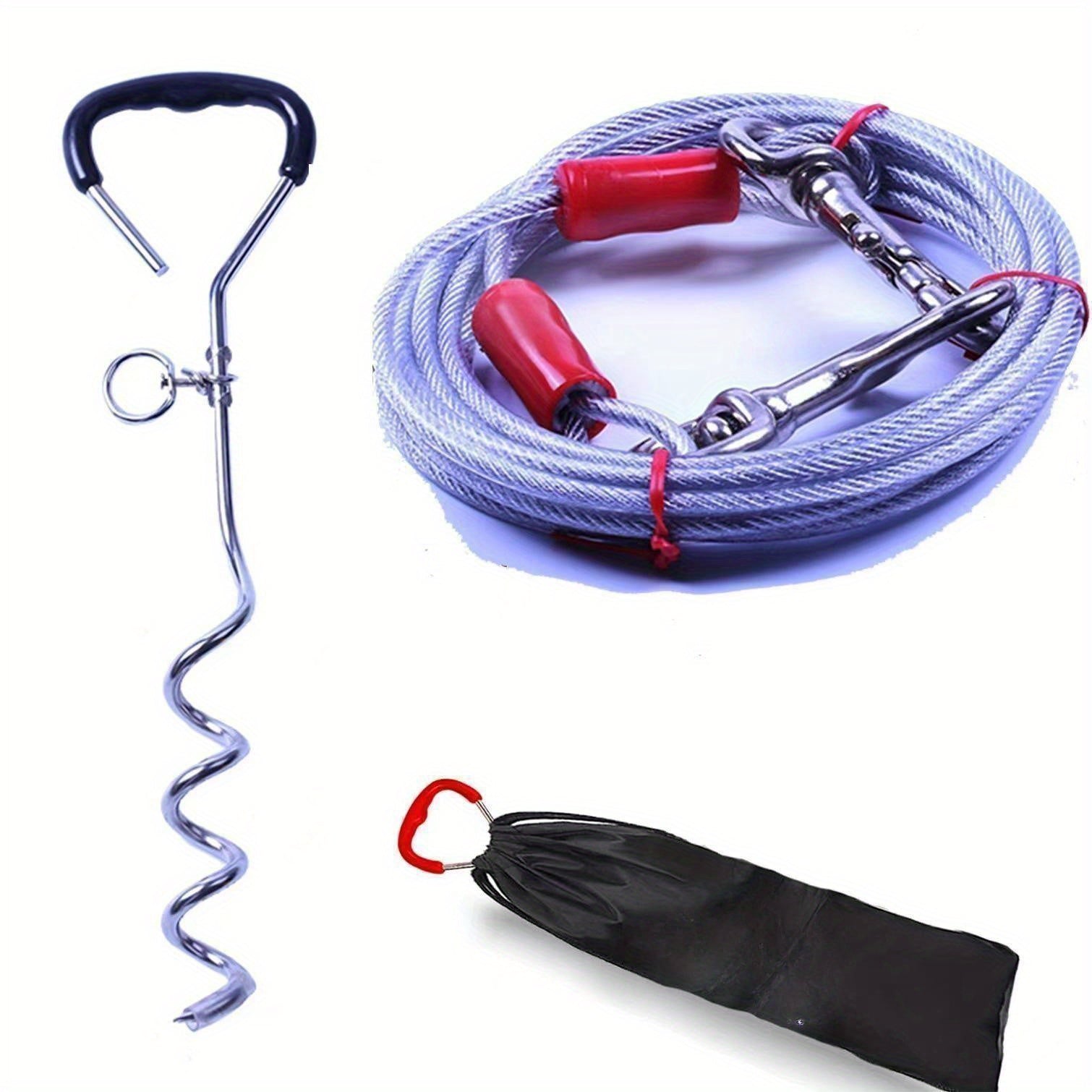 Heavy Duty Dog Stake Tie Out Cable with Spiral Stake