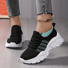 Women's Knit Chunky Sneakers Breathable Non-slip Outdoor Running Shoes